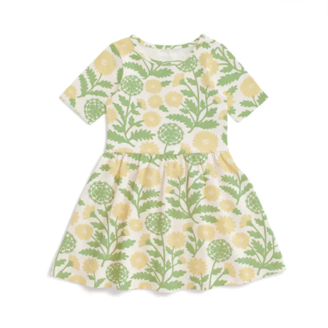 Alberta Dress - Dandelions Green & Yellow by Winter Water Factory