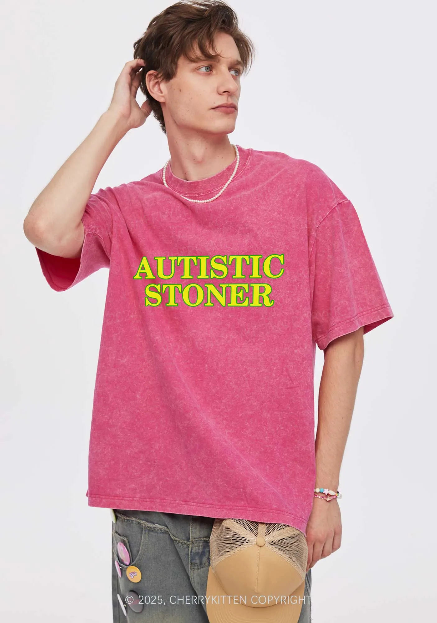 Autistic Stoner Y2K Shirts Washed Tee Cherrykitten