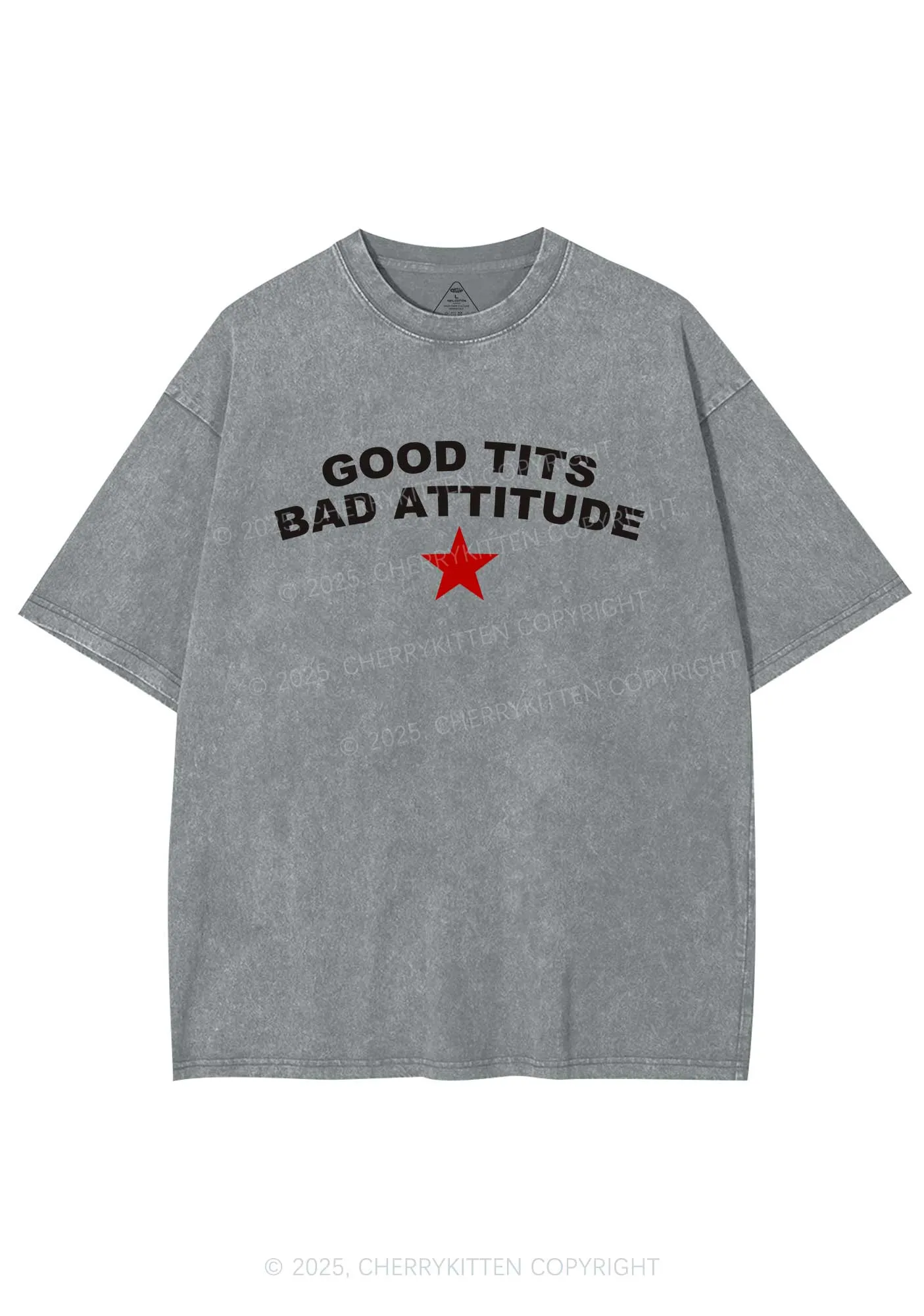 Bad Attitude Y2K Shirts Washed Tee Cherrykitten