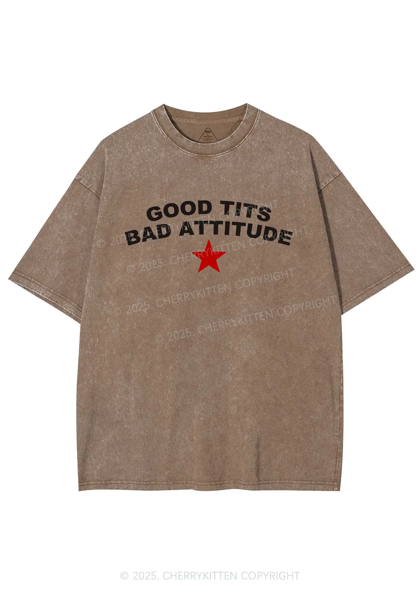 Bad Attitude Y2K Shirts Washed Tee Cherrykitten