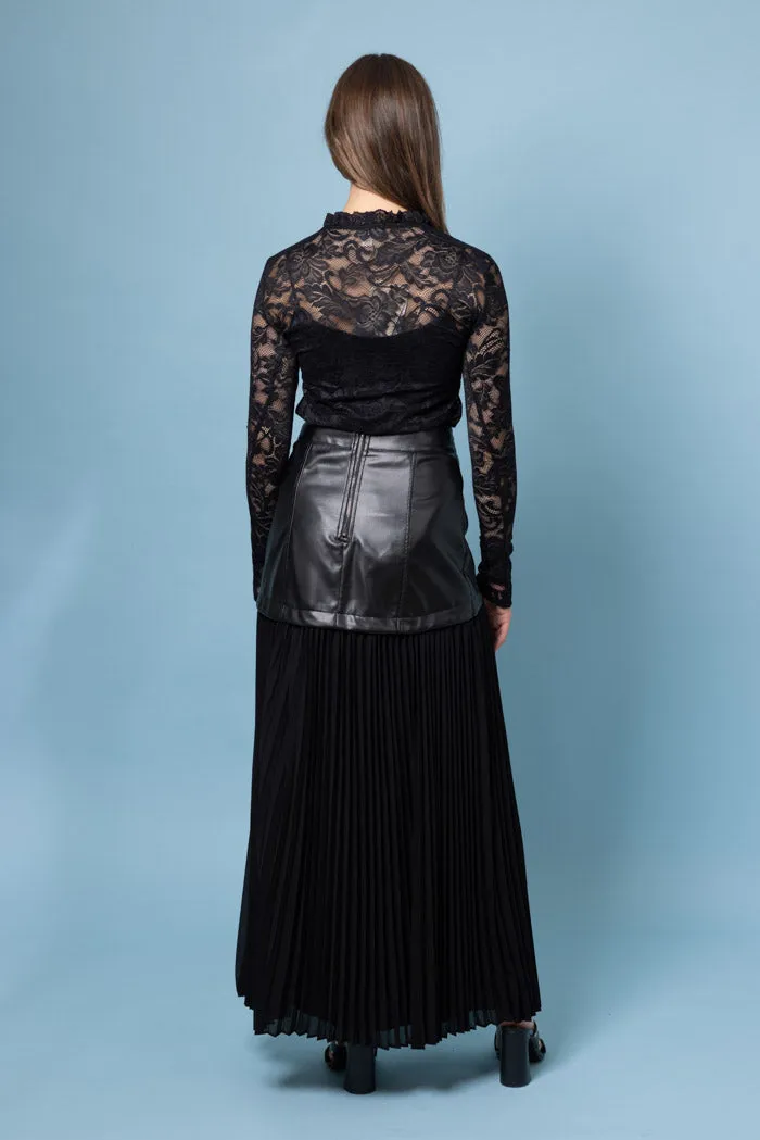 Carmen Faux Leather Skirt Black