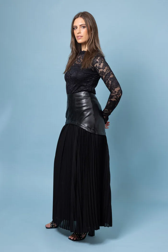 Carmen Faux Leather Skirt Black