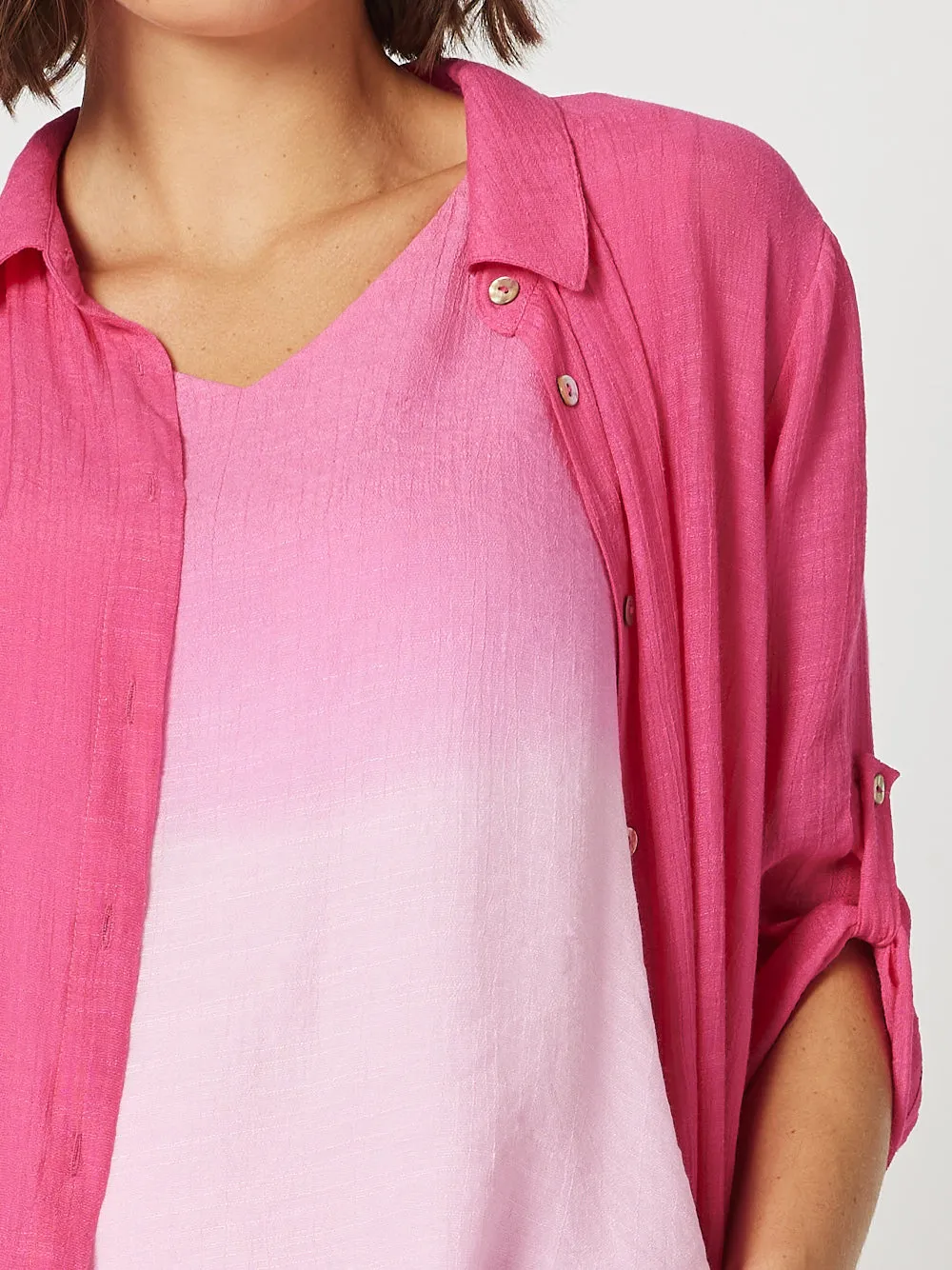 Clarity Long Duster Shirt Hot Pink
