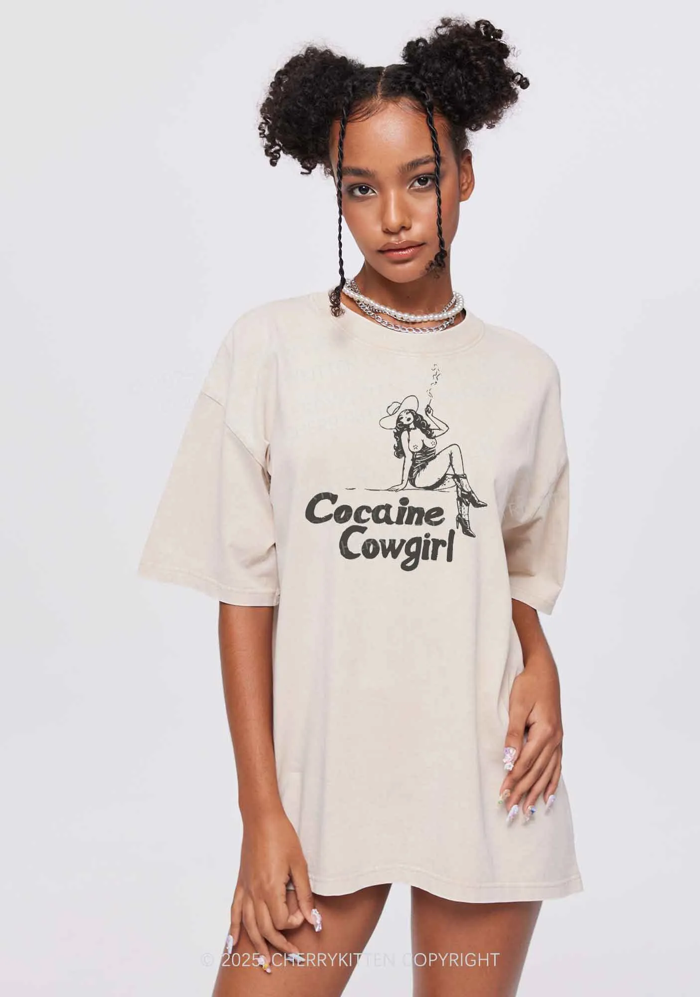 Cola Cowgirl Y2K Shirts Washed Tee Cherrykitten