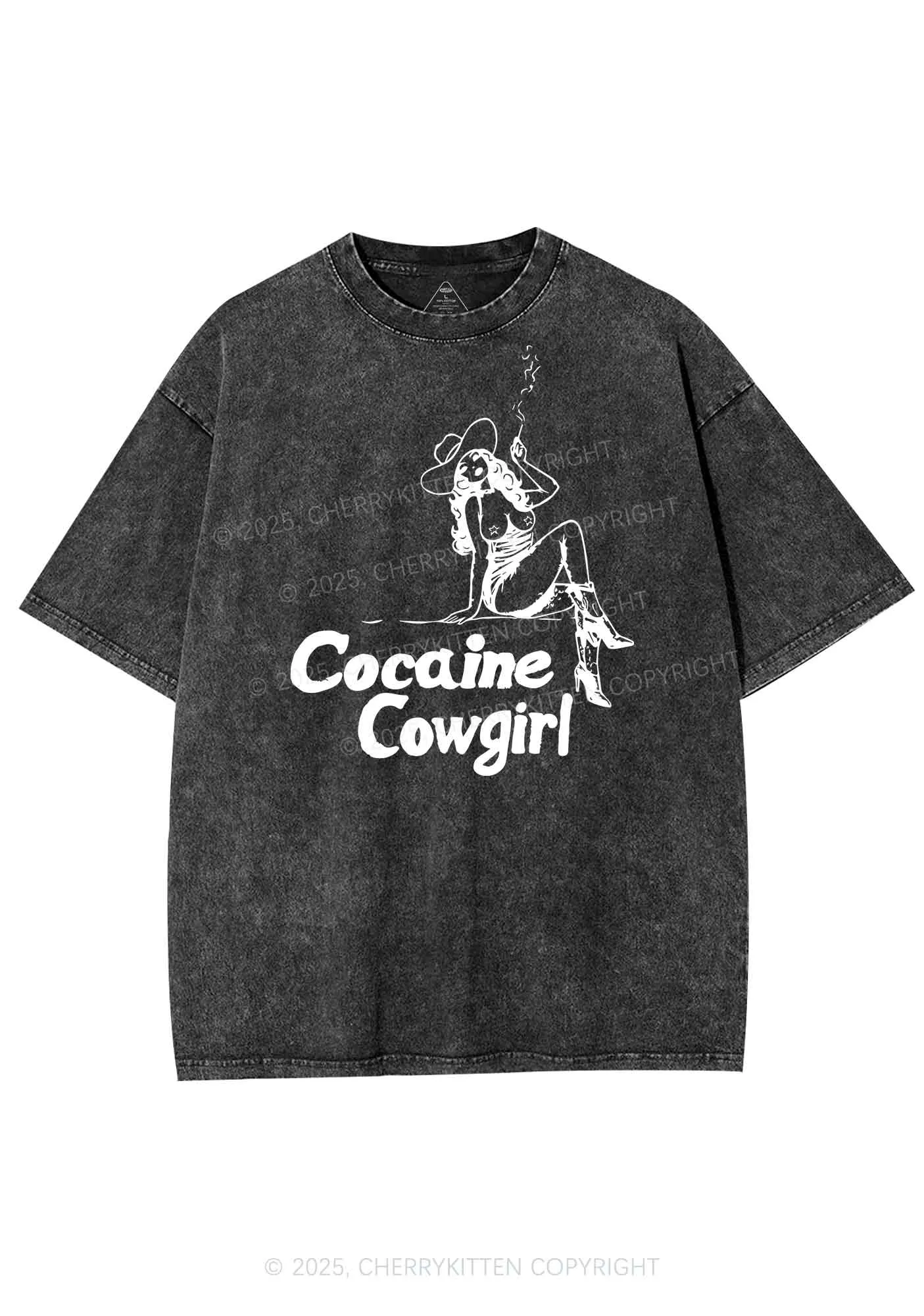 Cola Cowgirl Y2K Shirts Washed Tee Cherrykitten