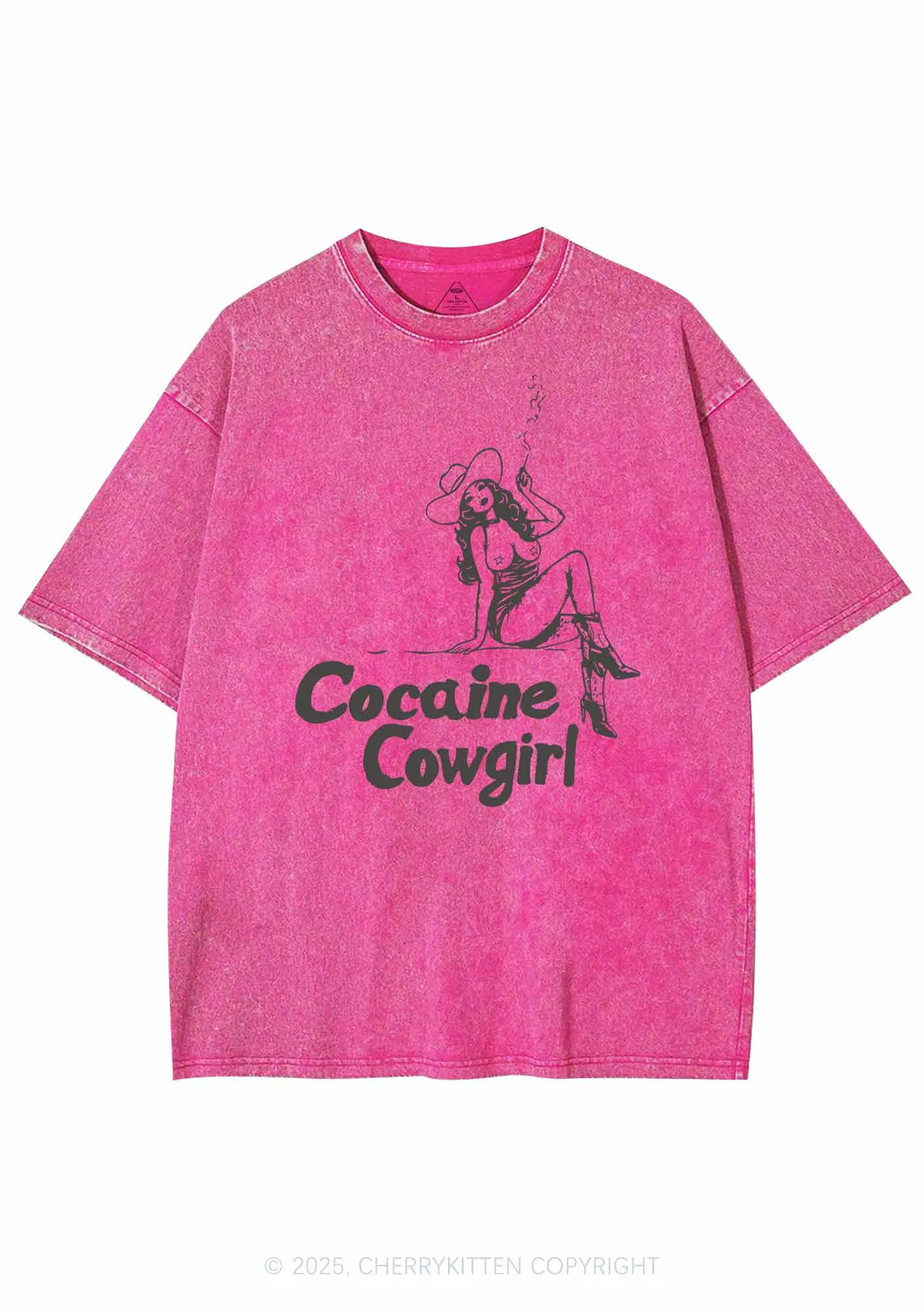 Cola Cowgirl Y2K Shirts Washed Tee Cherrykitten