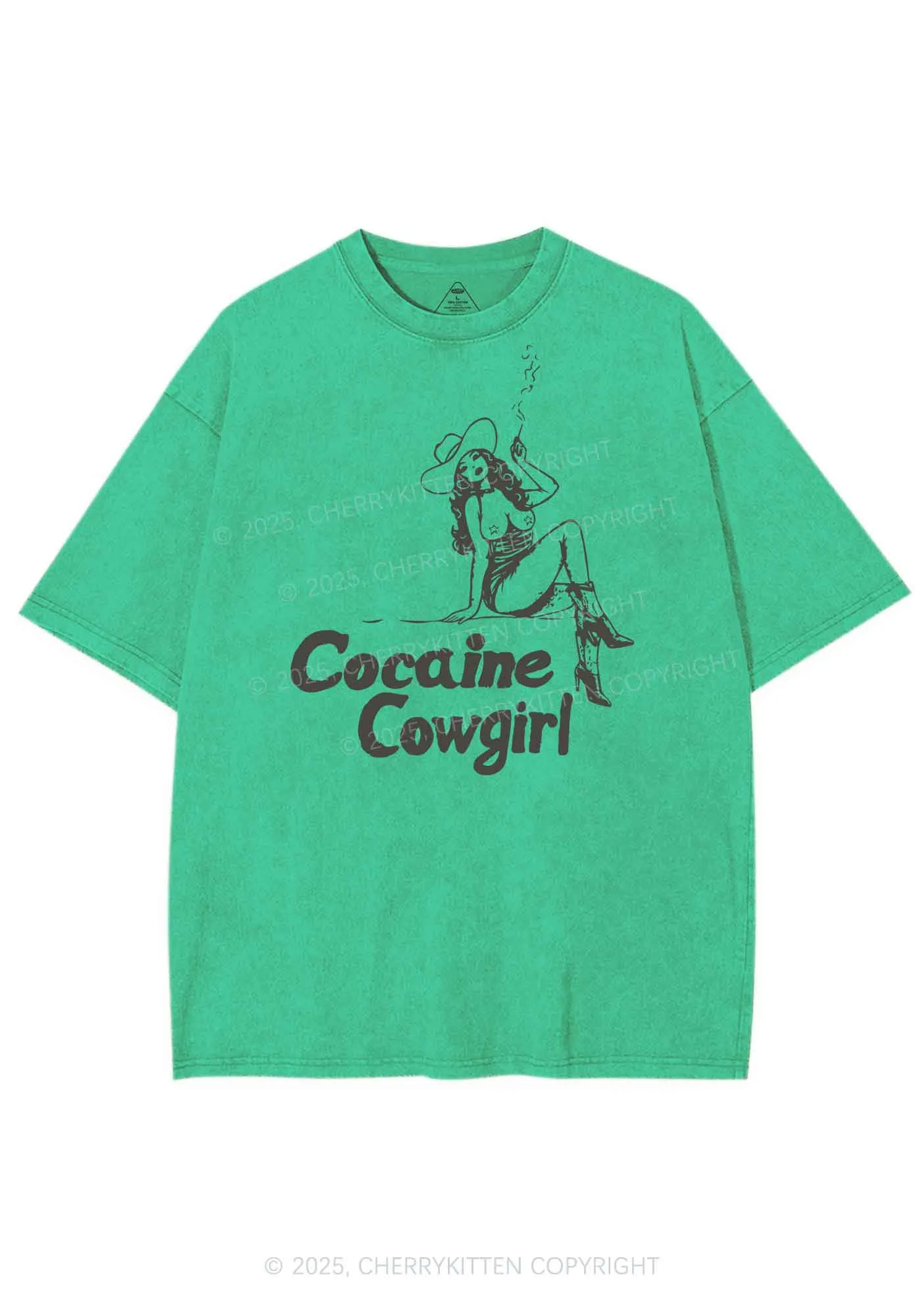 Cola Cowgirl Y2K Shirts Washed Tee Cherrykitten