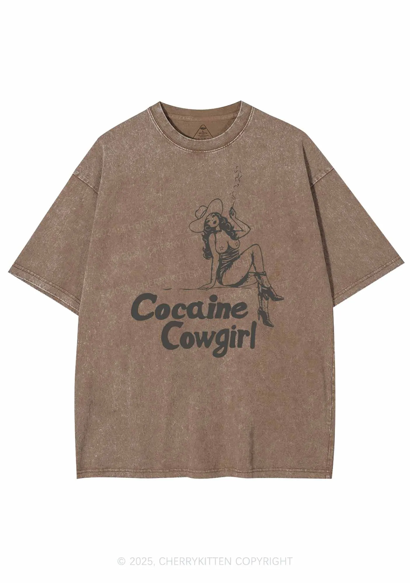 Cola Cowgirl Y2K Shirts Washed Tee Cherrykitten