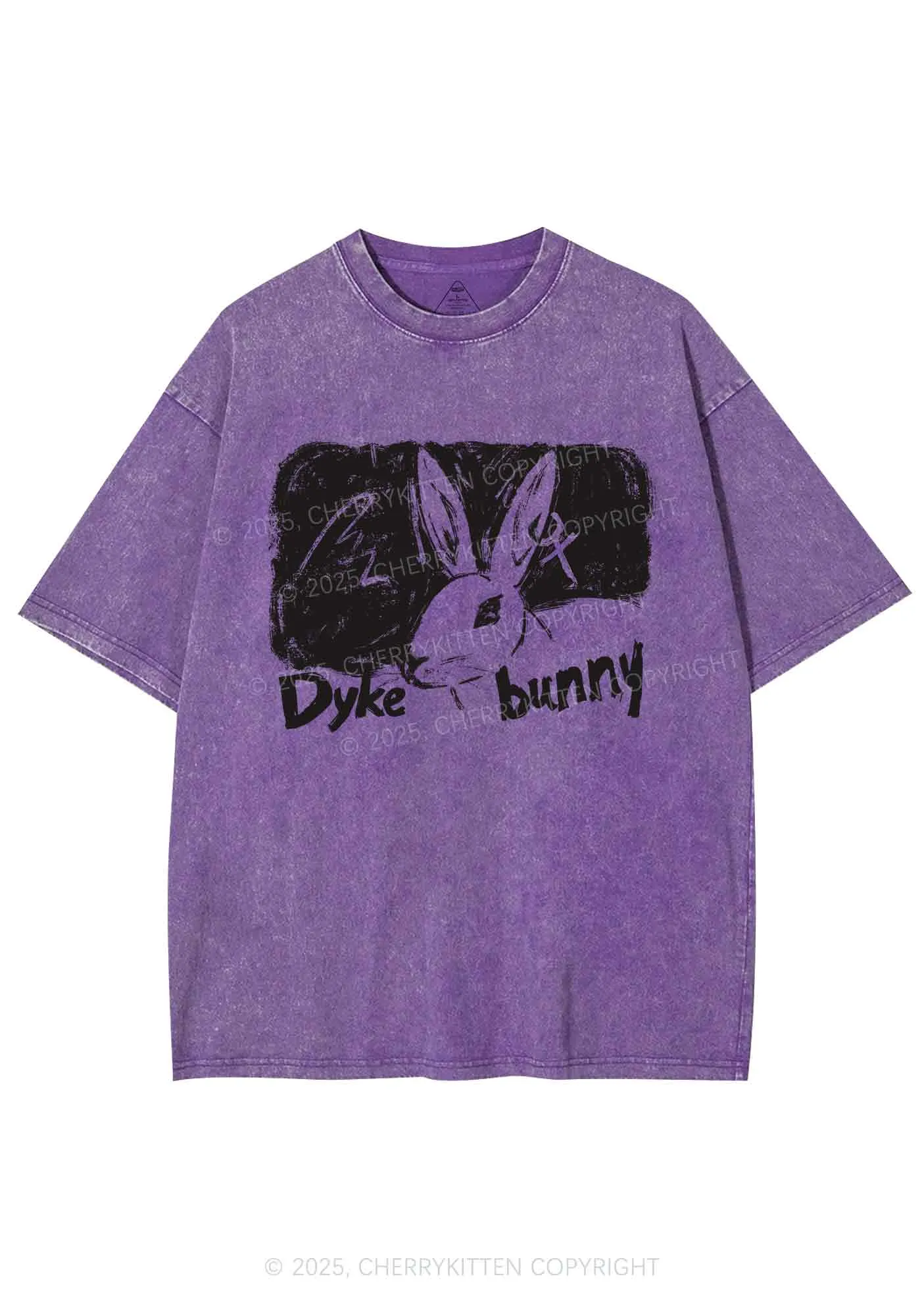 Dyke Bunny Y2K Shirts Washed Tee Cherrykitten