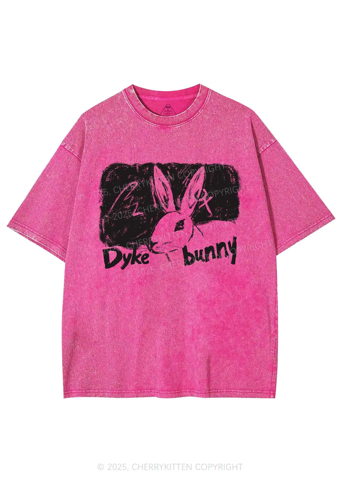 Dyke Bunny Y2K Shirts Washed Tee Cherrykitten