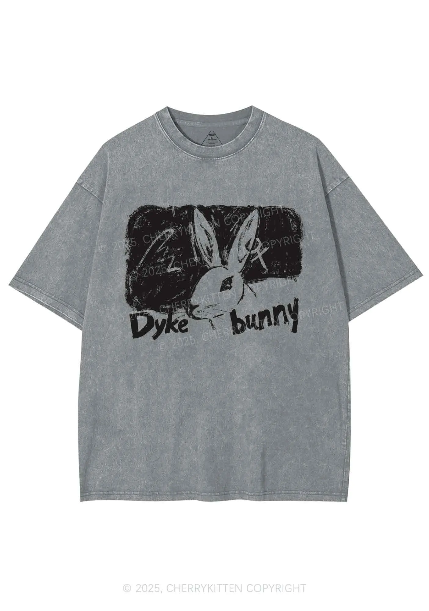 Dyke Bunny Y2K Shirts Washed Tee Cherrykitten