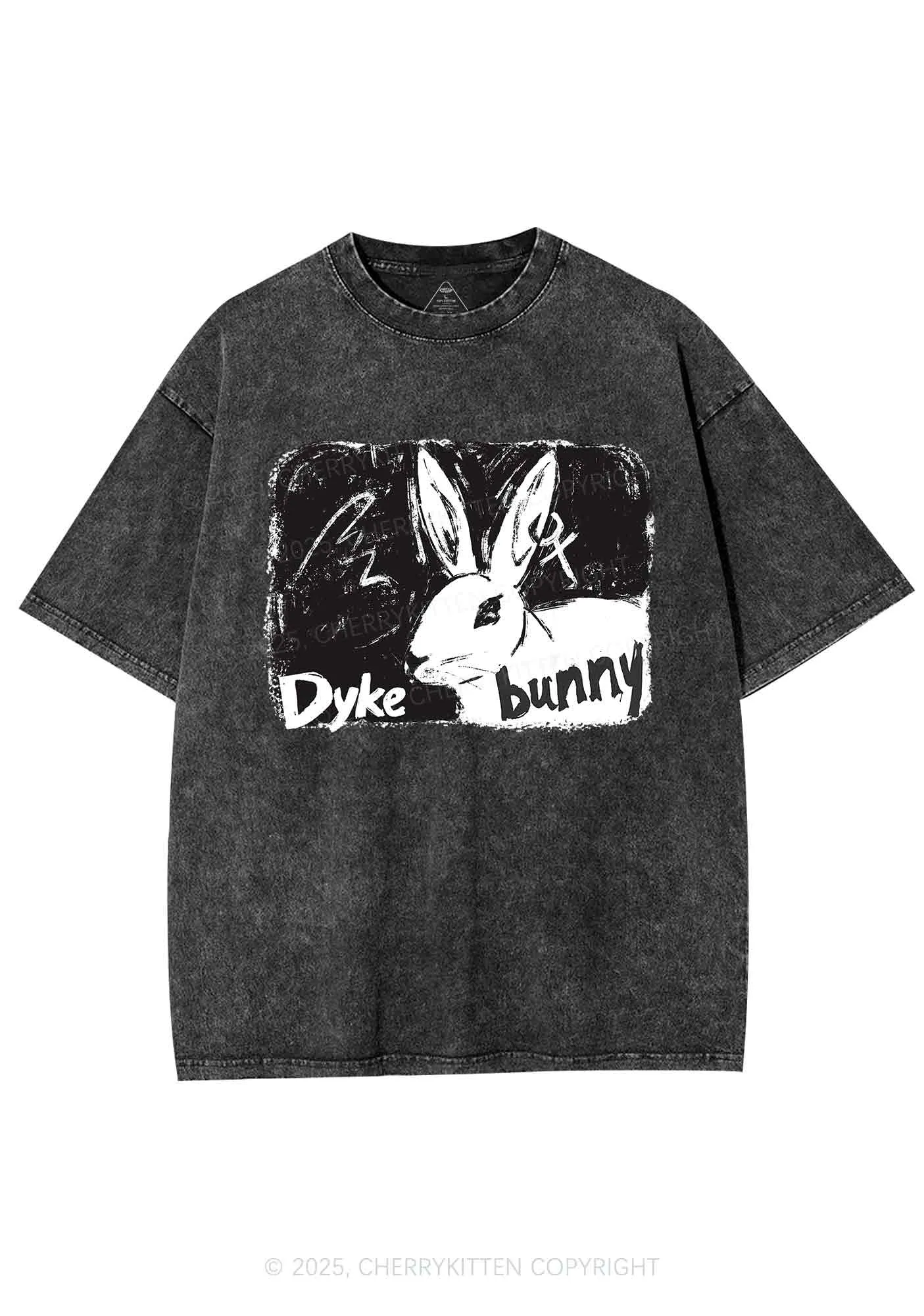Dyke Bunny Y2K Shirts Washed Tee Cherrykitten