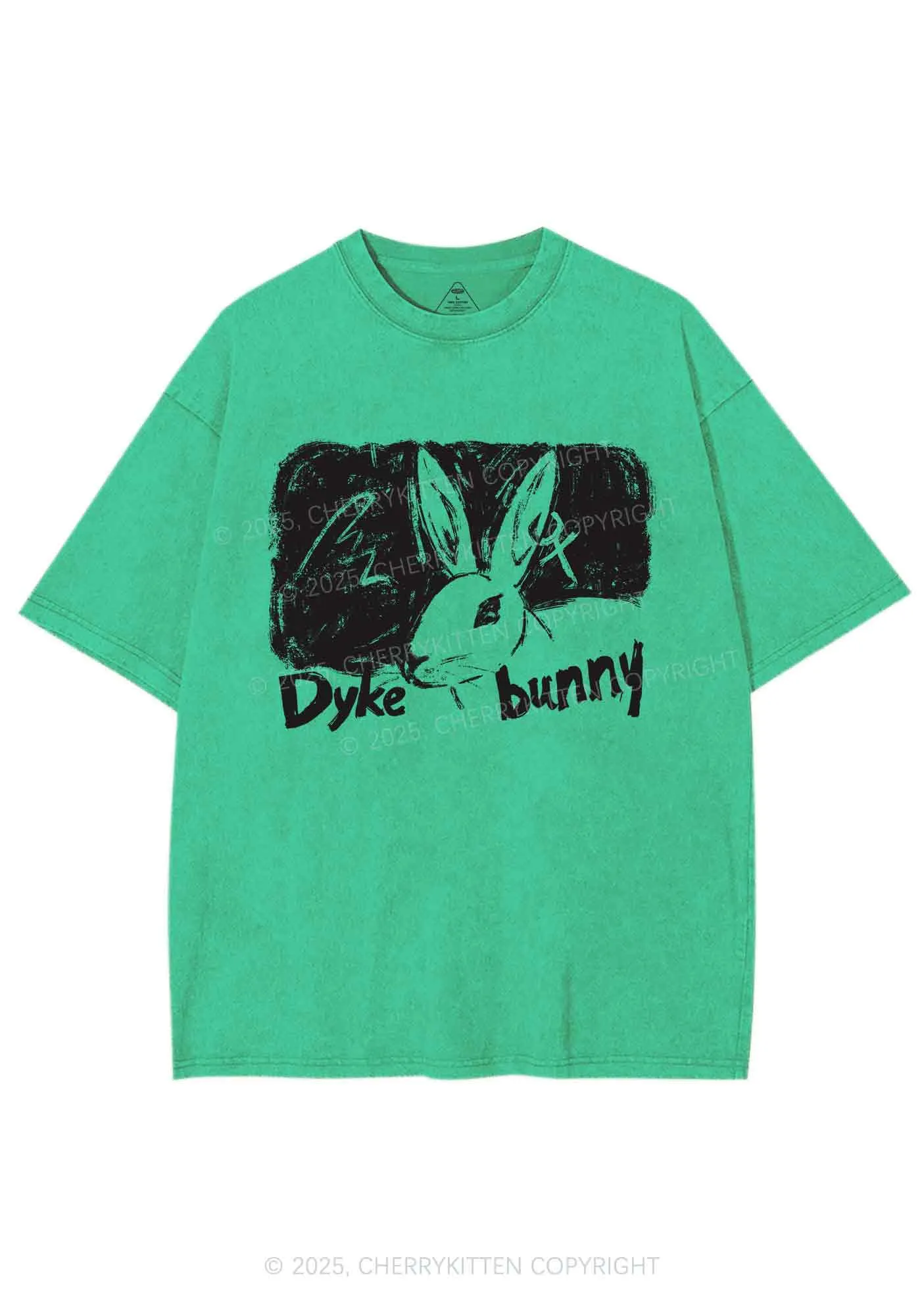 Dyke Bunny Y2K Shirts Washed Tee Cherrykitten
