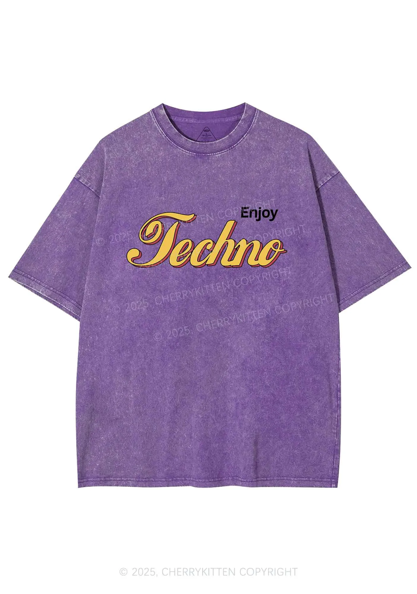 Enjoy Techno Y2K Shirts Washed Tee Cherrykitten