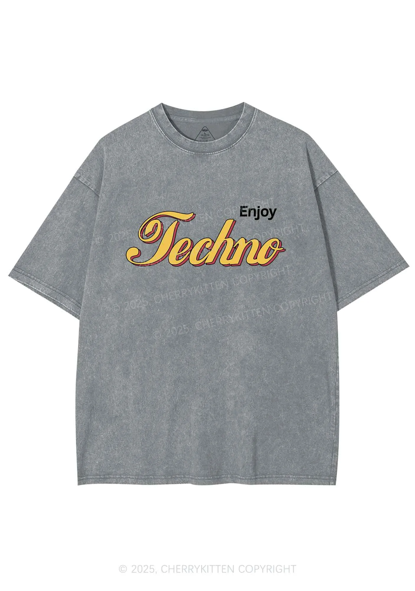 Enjoy Techno Y2K Shirts Washed Tee Cherrykitten