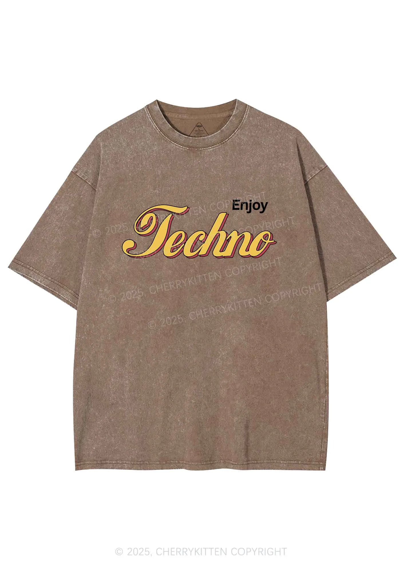 Enjoy Techno Y2K Shirts Washed Tee Cherrykitten