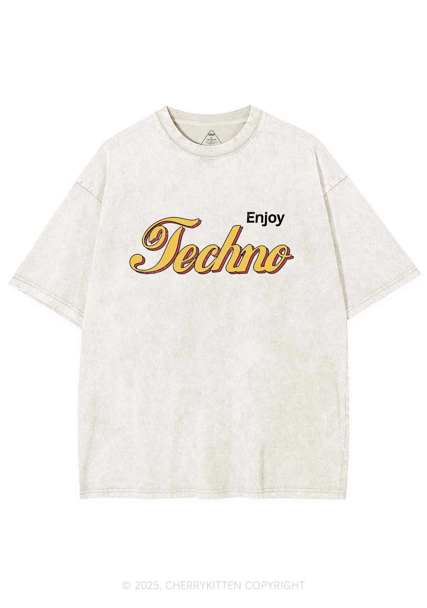 Enjoy Techno Y2K Shirts Washed Tee Cherrykitten