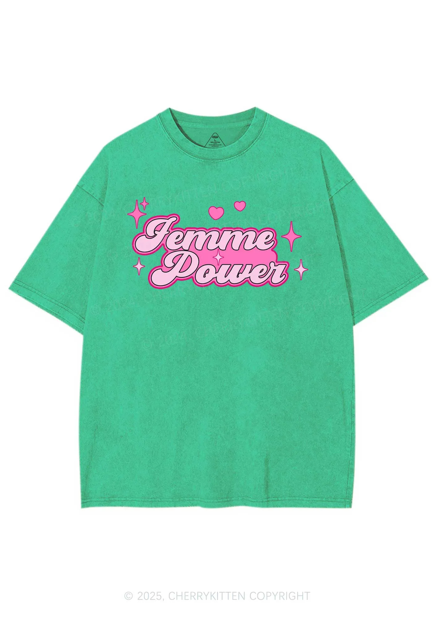 Femme Power Y2K Shirts Washed Tee Cherrykitten