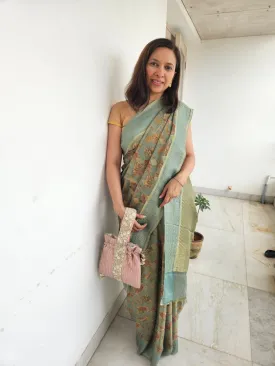 Green Floral Barasi Tissue Georgette