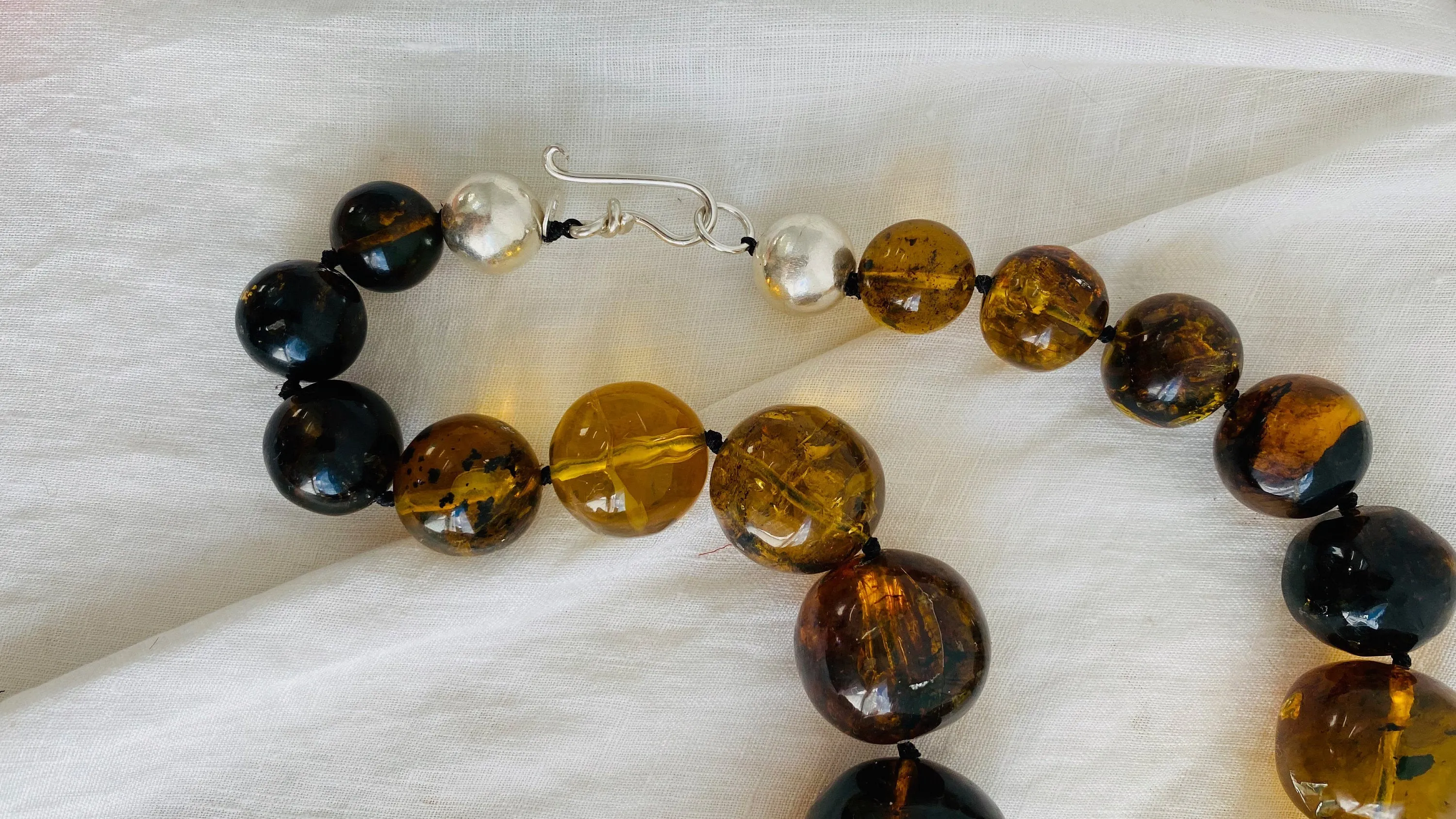 Huge Amber Beaded Necklace. Graduated. Dramatic and Gorgeous!
