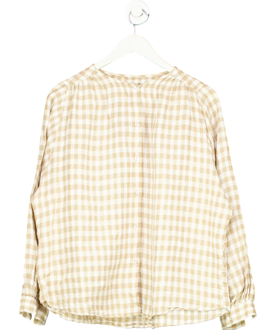 Massimo Dutti Beige Check Linen  Blouse UK L