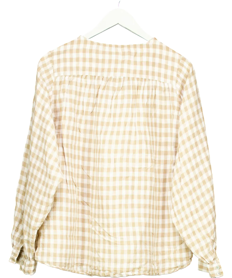 Massimo Dutti Beige Check Linen  Blouse UK L