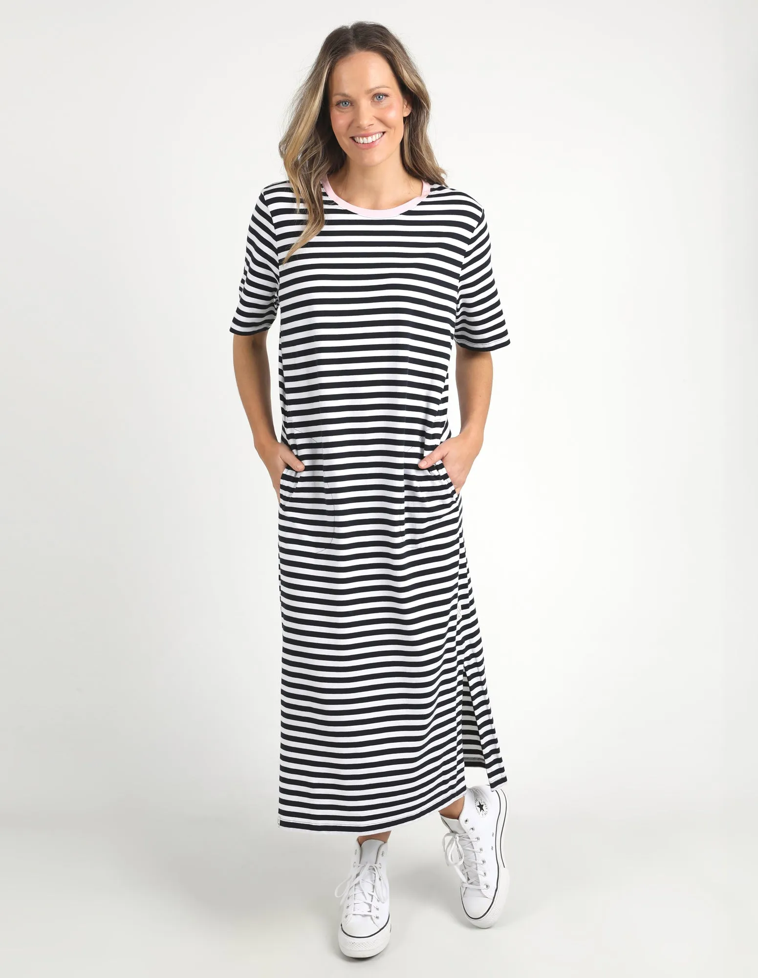 Merry Tee Dress Navy & White Stripe