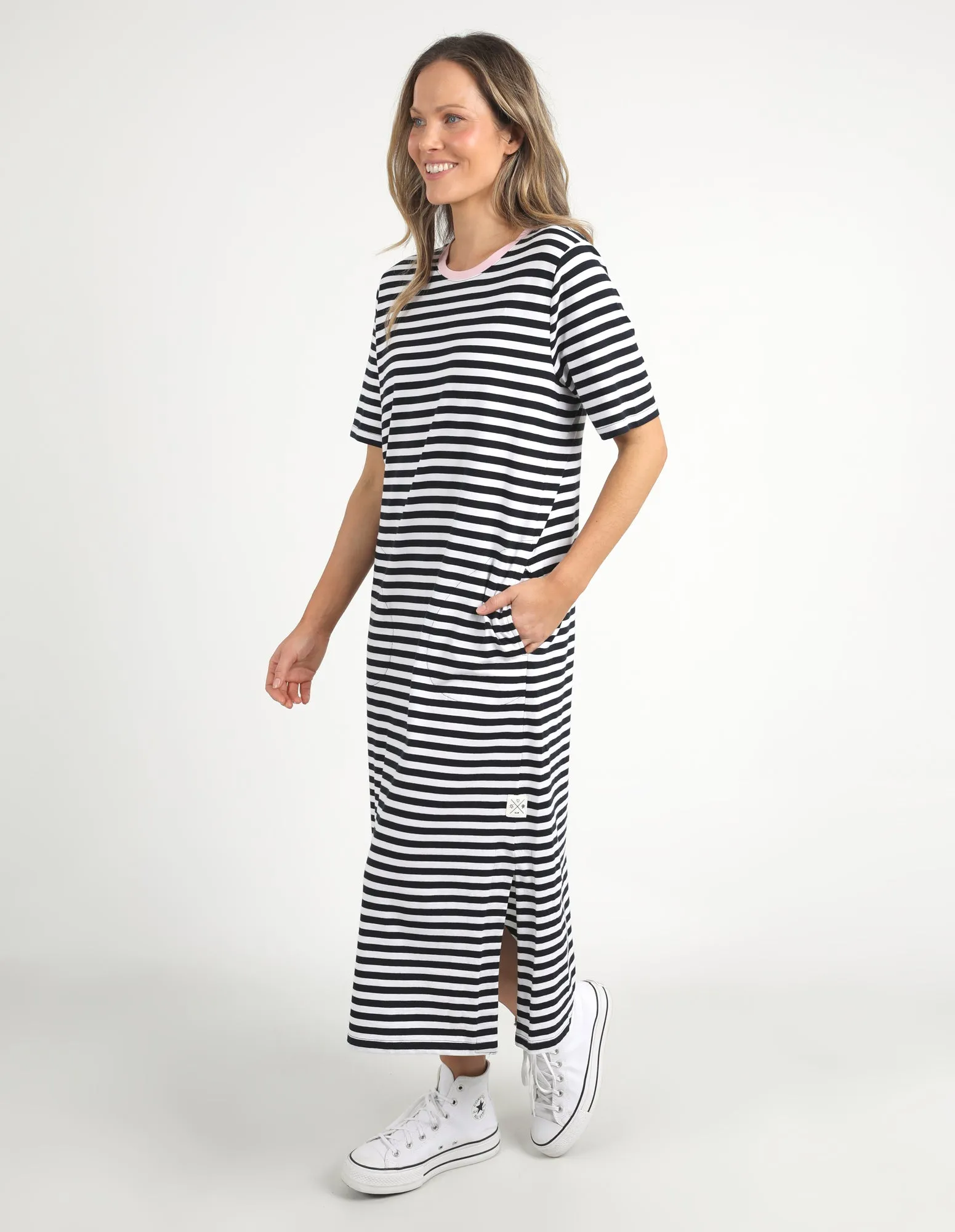 Merry Tee Dress Navy & White Stripe