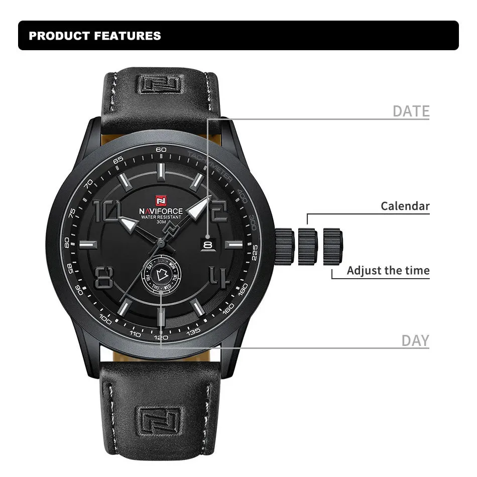 NAVIFORCE NF9229 Brand Original Fashion Luxury Quartz Date Week Luminous Waterproof Watch For Men