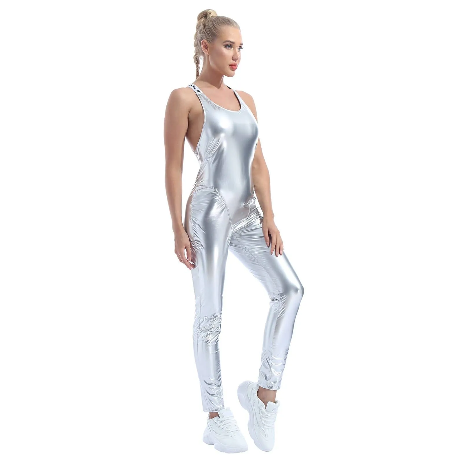 One Piece Faux Patent Leather Bodysuit