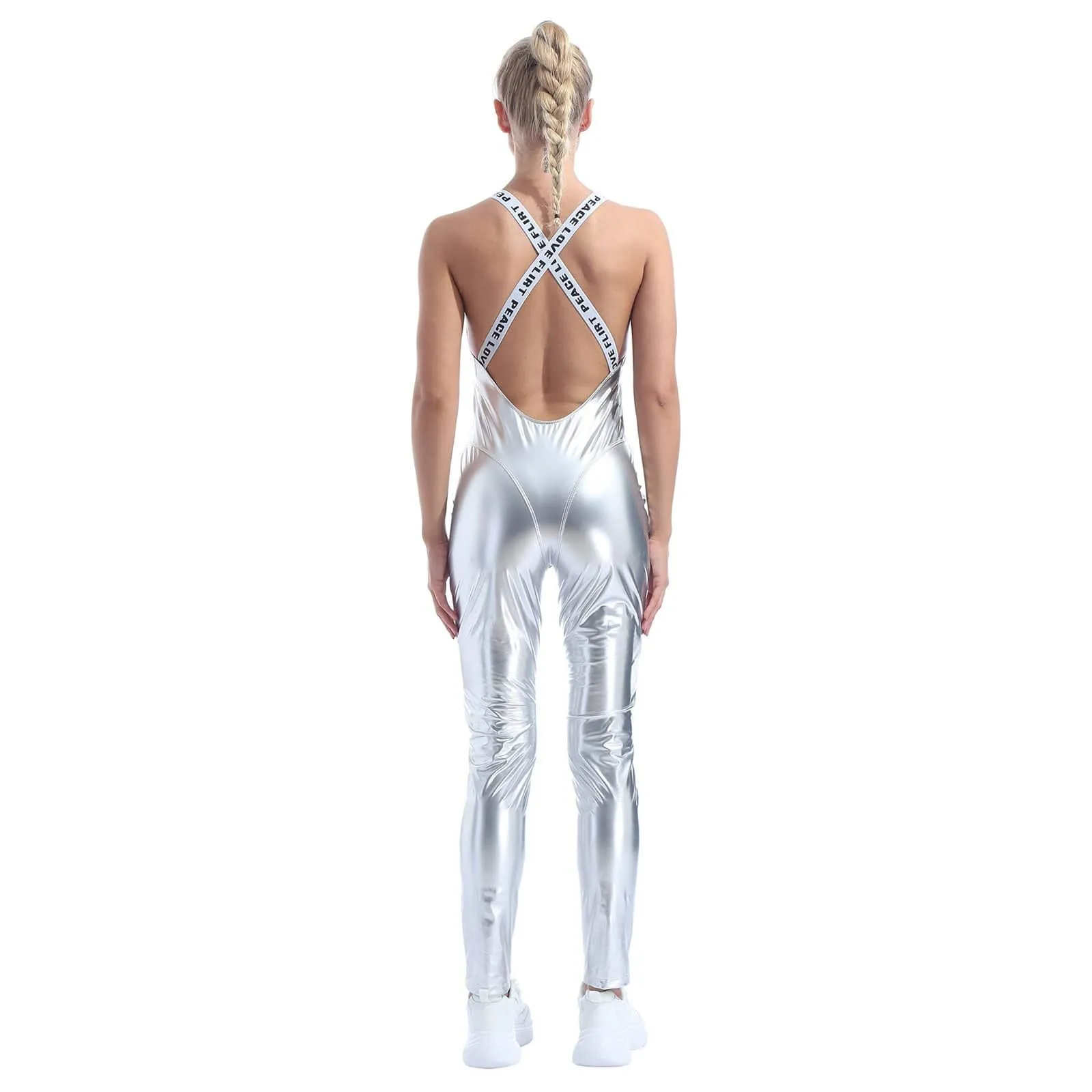 One Piece Faux Patent Leather Bodysuit