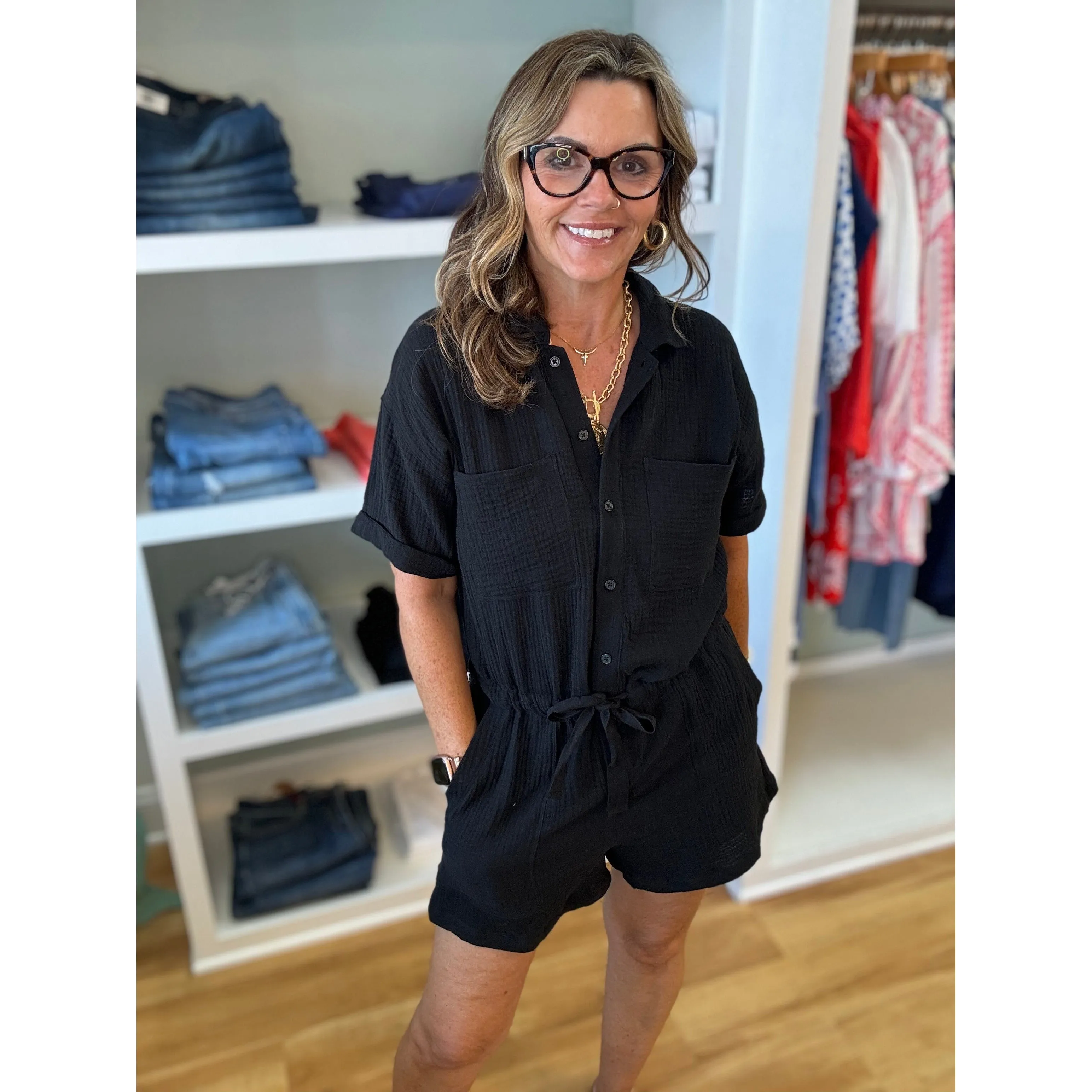 Z Supply Gauze Romper - Black